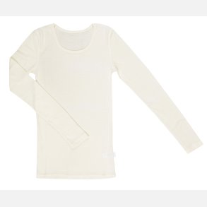 Dame lang�rmet merino uld undertr�je sort og hvid