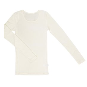 Dame langrmet merino uld undertrje sort og hvid