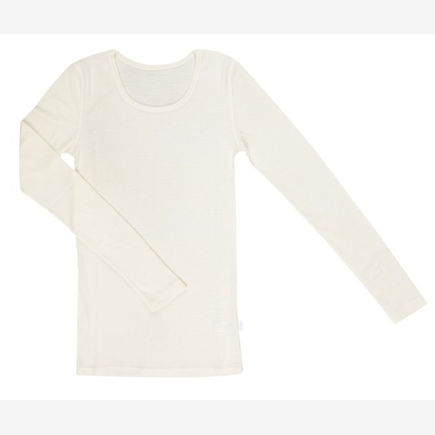 Dame lang�rmet merino uld undertr�je sort og hvid