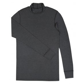 Herre langrmet undertrje rullekrave merino uld - silke mrkegr 