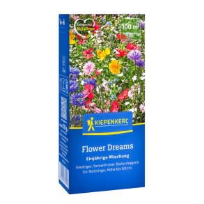 Insektvenlig blomsterblanding &ndash; valmuer, solsikkker, phacelia, cosmea og margueritter i biodiversitetsrig vild naturmark