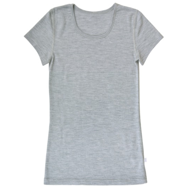 Gr� dame t-shirt slim fit &ndash; bl�d bomuld / modal blanding til jagt, friluftsliv og hverdag - merinould