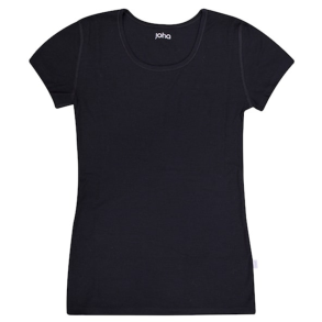 Sort dame t-shirt &ndash; bl�d, �ndbar merinould til jagt, friluftsliv, lag-p�-lag og hverdag