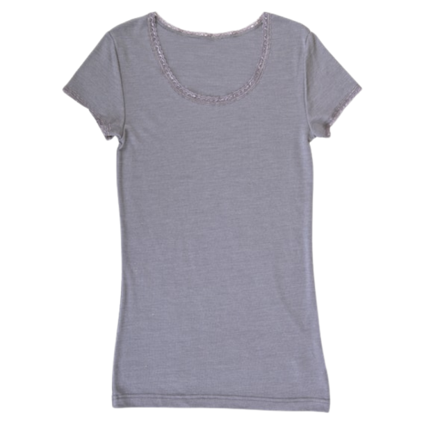 Lys gr� dame t-shirt slim fit &ndash; bl�d, �ndbar merinould til jagt, friluftsliv, lag-p�-lag og hverdag