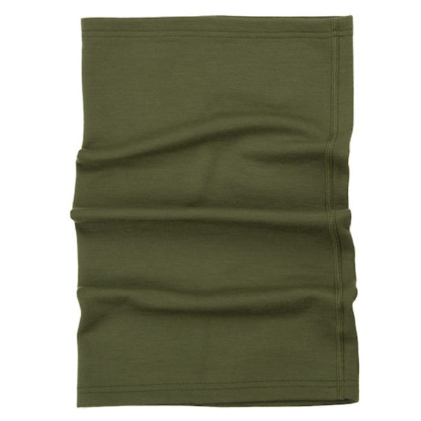 Olivengr�n halsedisse tube &ndash; varm multifunktionel halsvarmer til jagt, friluftsliv, vildtpleje og kolde dage - merinould